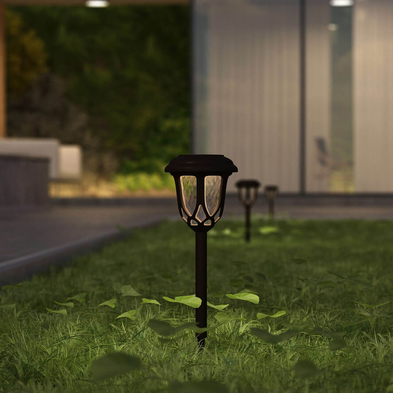 Merrick Lane All-Weather Tulip Design LED Solar Lights, Outdoor Solar Powered Lights for Pathway, Garden, & Yard - Set of 8